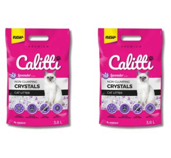 CALITTI® Crystals Lavender żwirek silikonowy, bezpyłowy, lawendowy dla kota 2x 3,8l ZESTAW