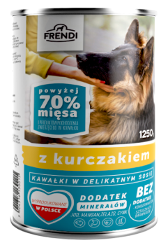 FRENDI Puszka karma mokra dla psa kawałki w sosie z kurczakiem 1250g