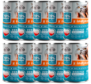 FRENDI Puszka karma mokra dla kota kawałki w sosie z indykiem 10x400g ZESTAW