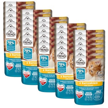 PET REPUBLIC Kawałki w delikatnym sosie z kurczakiem mokra karma dla kota juniora Frendi 30x100g ZESTAW