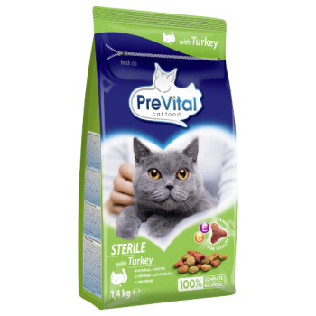 PREVITAL Sterile Sucha karma dla dorosłych kotów z Indykiem  1,4kg