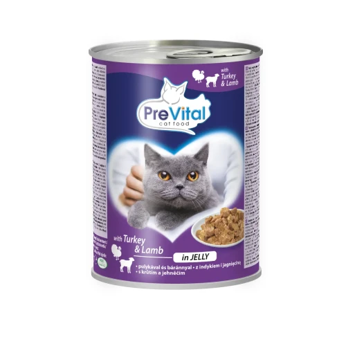 PREVITAL Cat Food Mokra karma dla kota z Jagnięciną i Indykiem w galaretce 415g