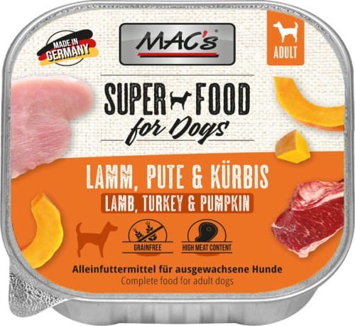 MAC'S Dog Mokra karma dla psa, tacka Jagnięcina, indyk i dynia 150g