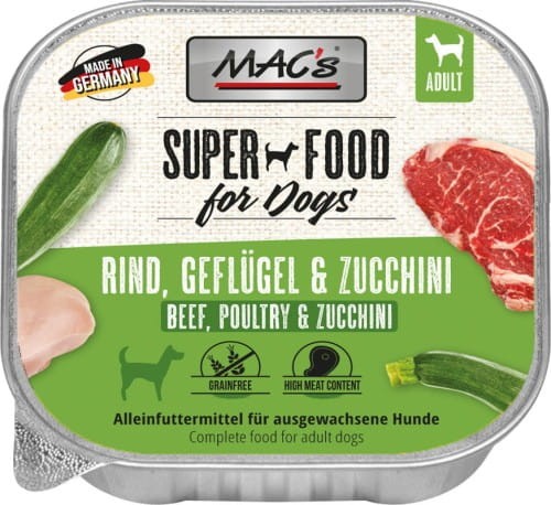 MAC'S Dog Mokra karma dla psa, tacka Wołowina, drób i cukinia 150g