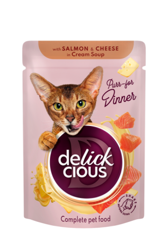 IdeaPet C4P Pełnoporcjowa karma dla kotów Łosoś, ser w zupie krem 85g