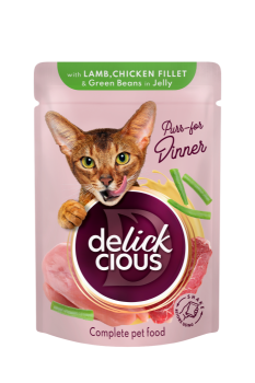 IdeaPet C4P Pełnoporcjowa karma dla kotów Jagnięcina, kurczak, fasolka w galarecie 85g