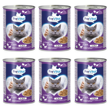 PREVITAL Cat Food Mokra karma dla kota z Jagnięciną i Indykiem w galaretce 6x415g ZESTAW