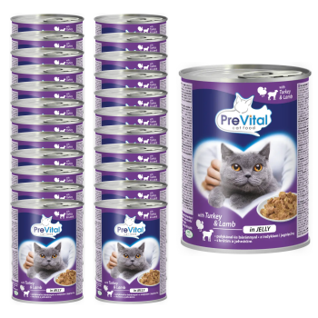 PREVITAL Cat Food Mokra karma dla kota z Jagnięciną i Indykiem w galaretce 24x415g ZESTAW