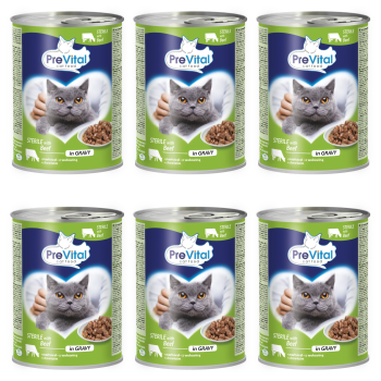 PREVITAL Cat Food Sterile Mokra karma dla kotów sterylizowanych z Wołowiną 6x415g ZESTAW