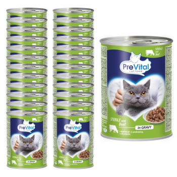 PREVITAL Cat Food Sterile Mokra karma dla kotów sterylizowanych z Wołowiną 24x415g ZESTAW