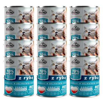 FRENDI Puszka karma mokra dla kota kawałki w sosie z rybą 12x800g ZESTAW