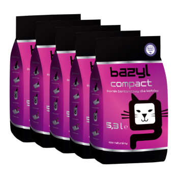 Bazyl Compact Żwirek bentonitowy dla kota Bezzapachowy 5x(5,3l) ZESTAW