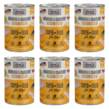 MAC'S Dog Puszka mokra karma dla psa Kurczak i żurawina 6x400g ZESTAW