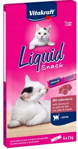 VITAKRAFT CAT LIQUID SNACK Przysmak dla kota Wątróbka i Biotyna 6x15g