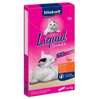 Vitakraft Cat Liquid Snack Kaczka i ß-glukany – Kremowy Przysmak dla Kota 6x15g