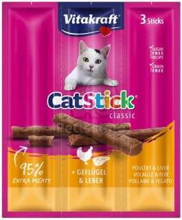 Vitakraft CatStick Mini z Drobiem i Wątróbką – Przysmak dla Kota 3x6g
