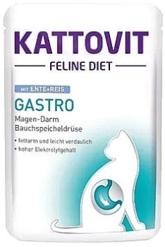 KATTOVIT SASZETKA GASTRO Z KACZKĄ I RYŻEM - Mokra karma dla kotów z problemami trawiennymi 85g