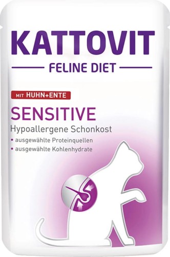 KATTOVIT SENSITIVE KURCZAK I KACZKA - Saszetka mokrej karmy dla wrażliwych kotów 85g