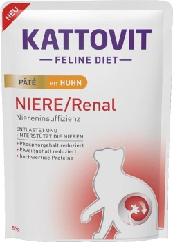 KATTOVIT RENAL PATE KURCZAK - Mokra karma dla kotów z chorobami nerek 85g