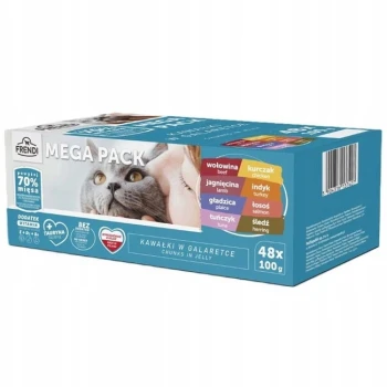 Frendi mokra karma dla kota MIX mięsno-rybnych smaków w galaretce 48×100g