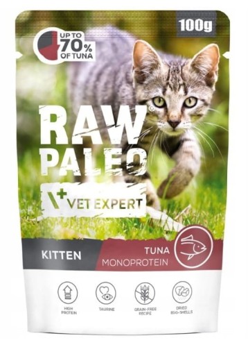 RAW PALEO Kitten Tuna – monobiałkowa mokra karma dla kociąt Tuńczyk 100g
