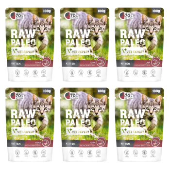 RAW PALEO Kitten Tuna monobiałko mokra karma kociąt Tuńczyk 6x100g ZESTAW