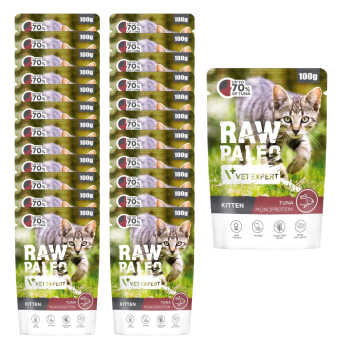RAW PALEO Kitten Tuna monobiałko mokra karma kociąt Tuńczyk 24x100g ZESTAW
