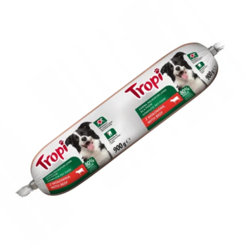 TROPI kiełbasa dla psa z wołowiną mokra karma baton 900g 