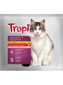 TROPI Mokra karma dla kota saszetka Drób, Wołowina, Łosoś 6x100g