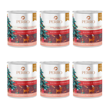 PERRO Mokra karma dla psów dorosłych Kaczka marchewka puszka 6x800g ZESTAW