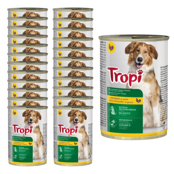 TROPI Mokra karma dla psa z Kurczakiem (Drobiem) 24x415g ZESTAW