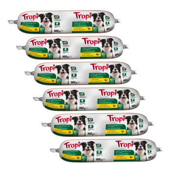 TROPI kiełbasa dla psa z drobiem mokra karma baton 6x900g ZESTAW