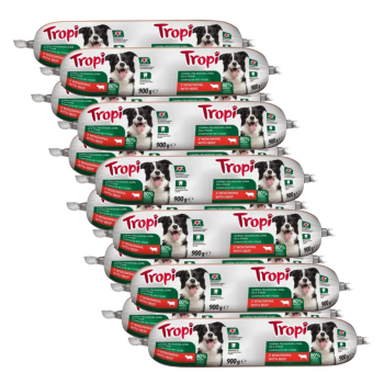 TROPI kiełbasa dla psa z wołowiną mokra karma baton 12x900g ZESTAW