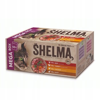 Shelma – Bezzbożowe Fileciki w Sosie dla Kota Mega Box 40×85g (mix smaków)