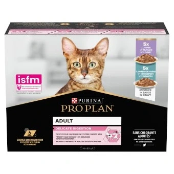 PURINA PRO PLAN Delicate Mokra karma dla kota Indyk i ryby oceaniczne 10x85g
