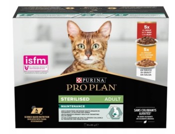 PURINA PRO PLAN Sterilised Mokra karma dla kota kurczak i wołowina 10x85g