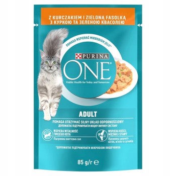 PURINA ONE Adult Mokra karma dla kota Mini Fileciki Kurczak Zielona Fasolka 85g