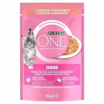 PURINA ONE Junior Mokra karma dla kota Fileciki w Sosie Łosoś Marchewka 85g