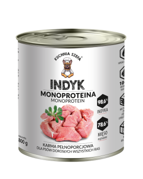 Kuchnia Szefa MONOPROTEINOWA Karma mokra dla psa Indyk 800g