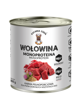 Kuchnia Szefa MONOPROTEINOWA Karma mokra dla psa Wołowina 800g