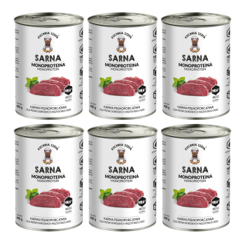 Kuchnia Szefa MONOPROTEINOWA Karma mokra dla psa Sarna 6x400g ZESTAW