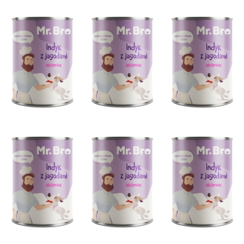 Mr. Bro Karma mokra dla Szczeniąt Indyk z Jagodami 6x400g ZESTAW
