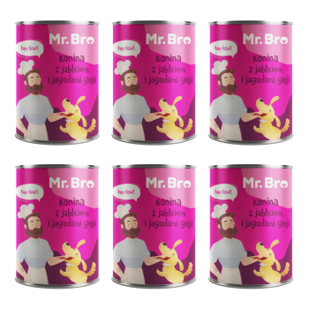 Mr. Bro Karma mokra dla psa Konina z Jabłkiem Jagodami Goji 6x400g ZESTAW
