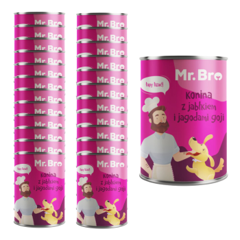 Mr. Bro Karma mokra dla psa Konina z Jabłkiem Jagodami Goji 24x400g ZESTAW
