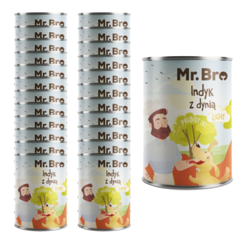 Mr. Bro Karma mokra dla psa Light Indyk Dynia z Prebiotykami 24x400g ZESTAW