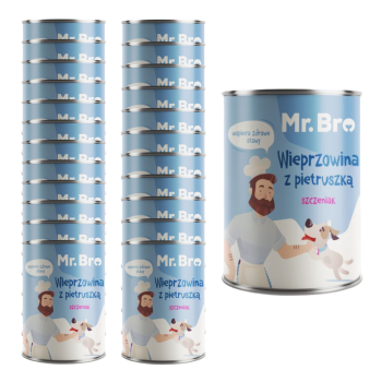 Mr. Bro Karma mokra dla Szczeniąt Wieprzowina z Pietruszką 24x400g ZESTAW