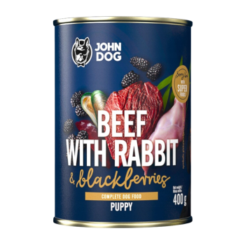 John Dog Berry Line Karma mokra dla szczeniaka Wołowina Królik Jeżyny 400g