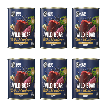 John Dog Berry Line Karma Szczeniak Dzik Cielęcina Jagoda 6x400g ZESTAW