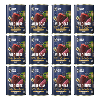 John Dog Berry Line Karma Szczeniak Dzik Cielęcina Jagoda 12x400g ZESTAW
