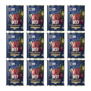 John Dog Berry Line Karma mokra dla psa Wołowina z borówkami 12x400g ZESTAW